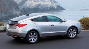 Preview wallpaper acura, zdx, 2009, silver metallic, side view, style, cars, sea, rocks