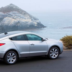 Preview wallpaper acura, zdx, 2009, silver metallic, side view, style, cars, sea, rocks