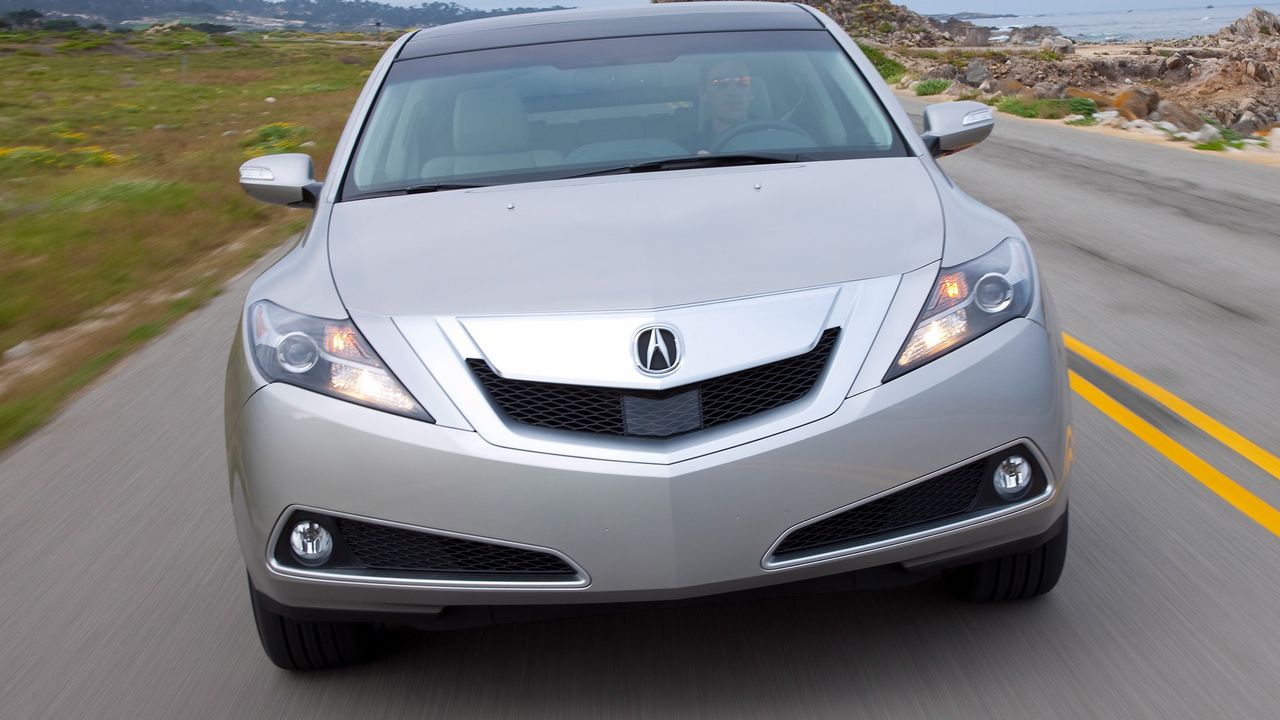 Wallpaper acura, zdx, 2009, silver metallic, front view, style, cars, speed, road, sky, grass