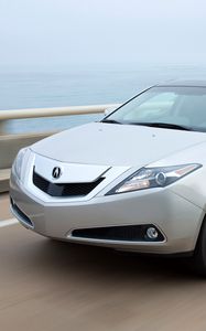 Preview wallpaper acura, zdx, 2009, silver metallic, front view, style, cars, speed, sea, mountains