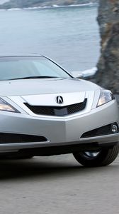 Preview wallpaper acura, zdx, 2009, silver metallic, front view, style, cars, sea, grass, asphalt
