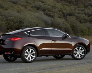 Preview wallpaper acura, zdx, 2009, brown, side view, style, cars, shrubs, asphalt