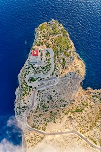 Preview wallpaper aerial view, island, road, relief, sea