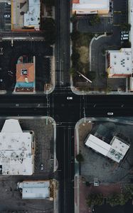 Preview wallpaper aerial view, streets, houses, cars