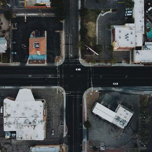 Preview wallpaper aerial view, streets, houses, cars