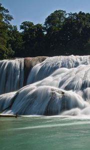 Preview wallpaper agua azul, blue water, mexico, waterfall