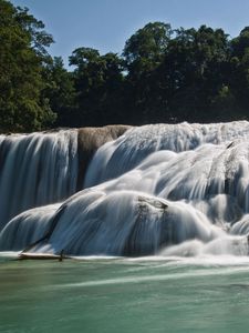 Preview wallpaper agua azul, blue water, mexico, waterfall