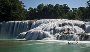 Preview wallpaper agua azul, blue water, mexico, waterfall