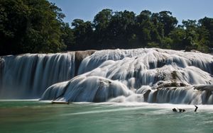 Preview wallpaper agua azul, blue water, mexico, waterfall