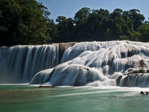 Preview wallpaper agua azul, blue water, mexico, waterfall