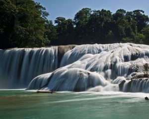 Preview wallpaper agua azul, blue water, mexico, waterfall