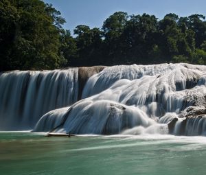Preview wallpaper agua azul, blue water, mexico, waterfall