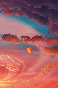 Preview wallpaper air balloon, aerostat, art, clouds, sky, flight