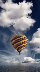 Preview wallpaper air balloon, aerostat, sea, horizon, clouds