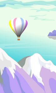 Preview wallpaper air balloon, mountains, landscape, art, vector