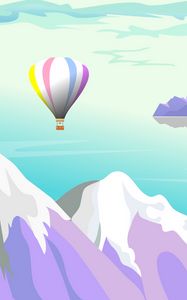 Preview wallpaper air balloon, mountains, landscape, art, vector