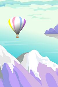 Preview wallpaper air balloon, mountains, landscape, art, vector