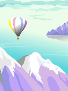 Preview wallpaper air balloon, mountains, landscape, art, vector