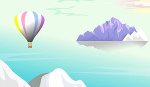 Preview wallpaper air balloon, mountains, landscape, art, vector