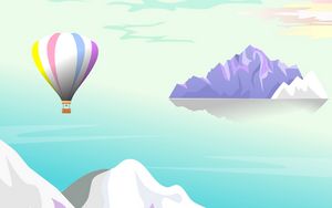 Preview wallpaper air balloon, mountains, landscape, art, vector