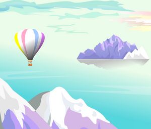 Preview wallpaper air balloon, mountains, landscape, art, vector