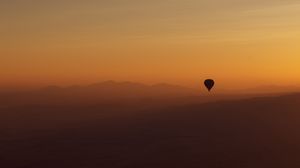 Preview wallpaper air balloon, mountains, sunset, dusk, fog