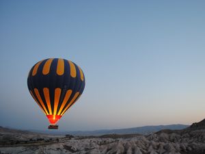 Preview wallpaper air balloon, night, hill