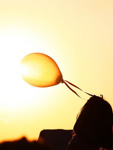 Preview wallpaper air balloon, silhouette, sunset, lightness