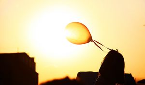 Preview wallpaper air balloon, silhouette, sunset, lightness