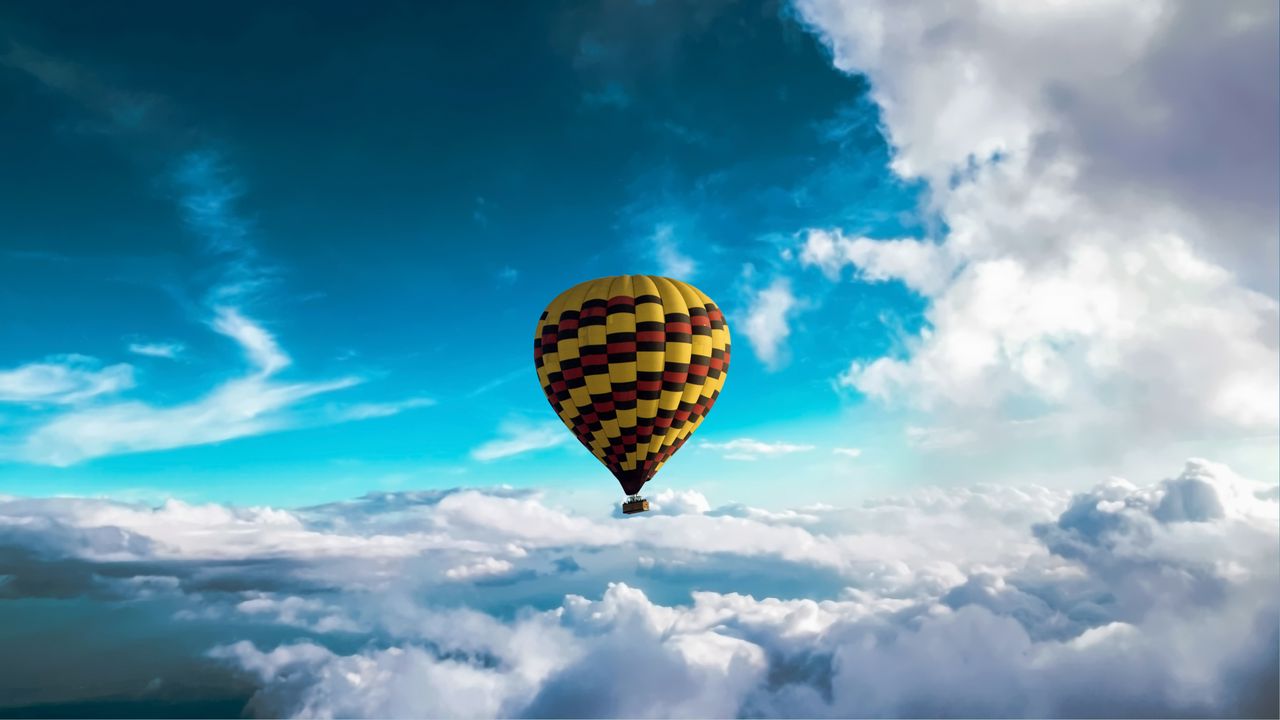 Wallpaper air balloon, sky, clouds, flight, height, motley