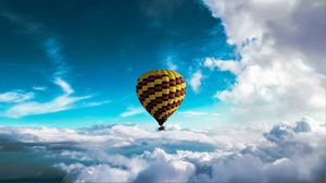 Preview wallpaper air balloon, sky, clouds, flight, height, motley