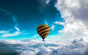 Preview wallpaper air balloon, sky, clouds, flight, height, motley