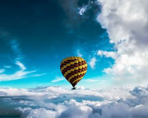 Preview wallpaper air balloon, sky, clouds, flight, height, motley