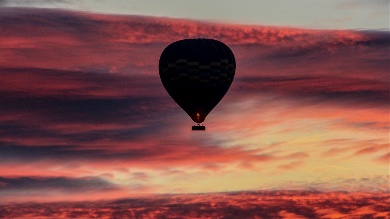 Wallpaper air balloon, sky, flight, sunset, clouds