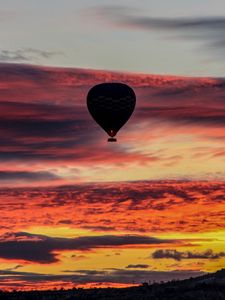 Preview wallpaper air balloon, sky, flight, sunset, clouds