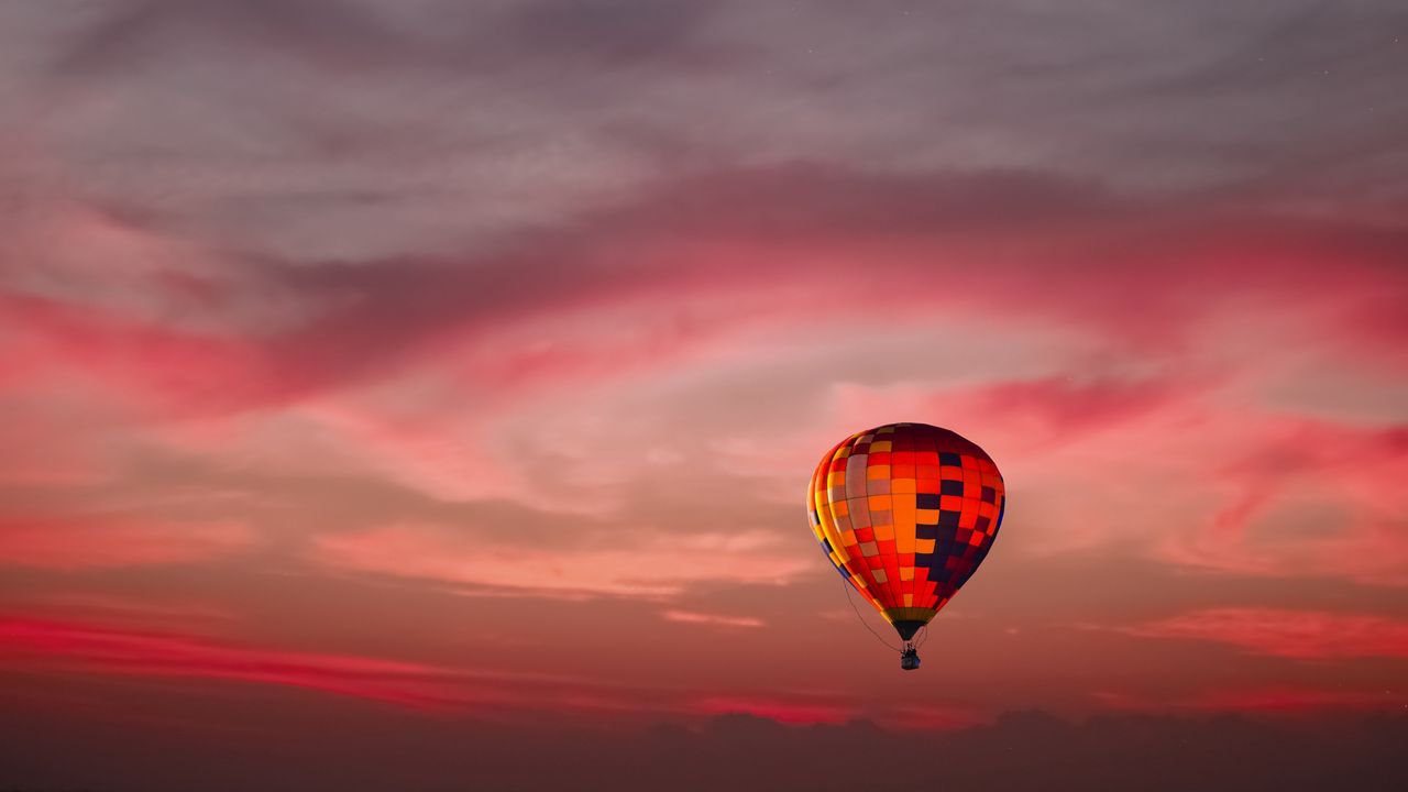 Wallpaper air balloon, sky, flight, clouds, sunset