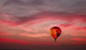 Preview wallpaper air balloon, sky, flight, clouds, sunset