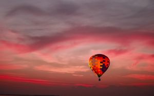 Preview wallpaper air balloon, sky, flight, clouds, sunset