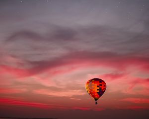 Preview wallpaper air balloon, sky, flight, clouds, sunset