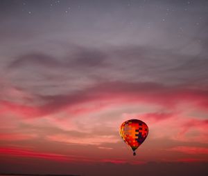 Preview wallpaper air balloon, sky, flight, clouds, sunset