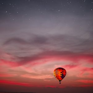 Preview wallpaper air balloon, sky, flight, clouds, sunset