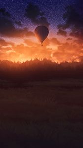 Preview wallpaper air balloon, sunset, twilight, art, dark