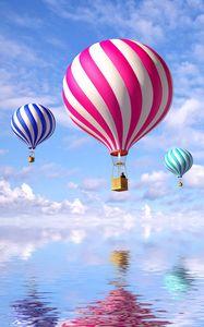 Preview wallpaper air balloons, flight, sea, clouds