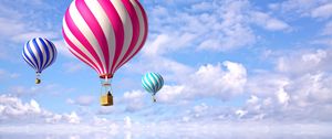 Preview wallpaper air balloons, flight, sea, clouds