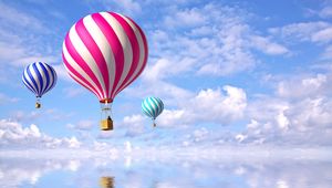 Preview wallpaper air balloons, flight, sea, clouds