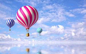 Preview wallpaper air balloons, flight, sea, clouds