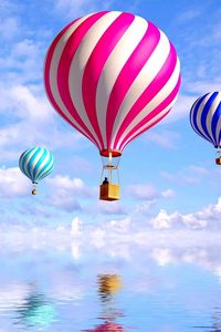 Preview wallpaper air balloons, flying, sky, striped
