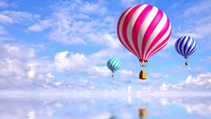 Preview wallpaper air balloons, flying, sky, striped