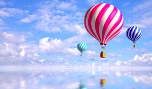 Preview wallpaper air balloons, flying, sky, striped