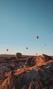 Preview wallpaper air balloons, mountains, flight, turkey